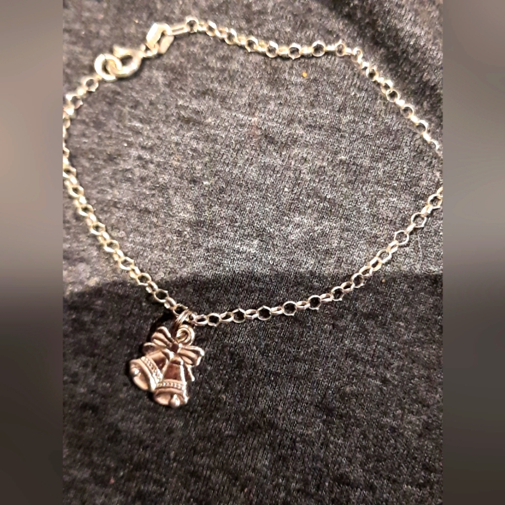 NIB AUTHENTIC GENUINE SOLID STERLING SILVER ✨️ 🔔 BELLS CHARM BRACELET 7"